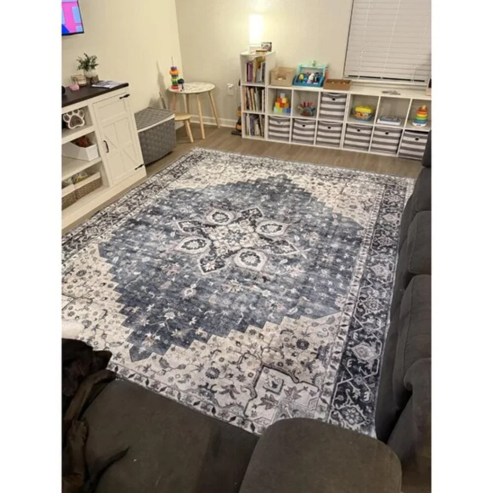 New 8x10 Washable Area Rug Vintage Non-Slip Large Carpet for Living Room Home